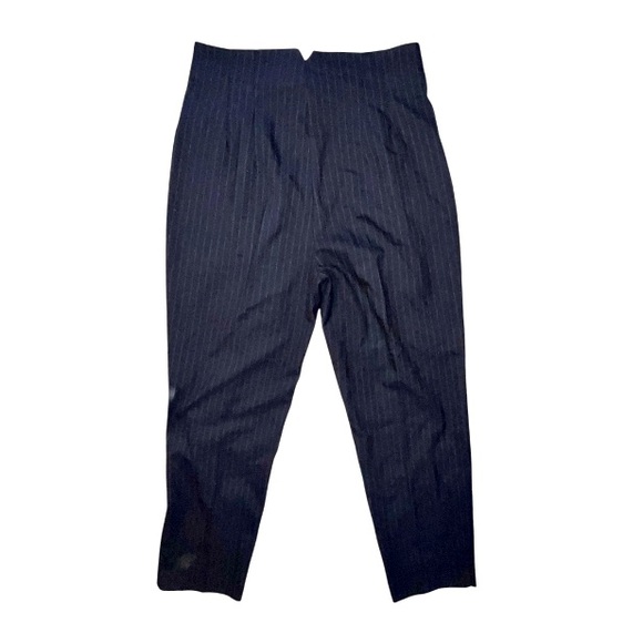 Zara Navy Pin Striped High Waisted Pants Straight Leg Size Large New With Tags - Picture 2 of 8
